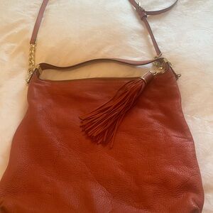 Michael Kors Burnt Orange Leather Shoulder Bag with Tassel